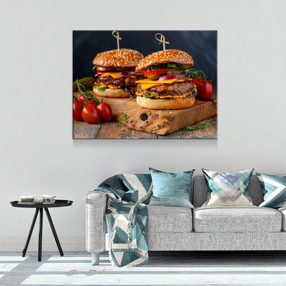 Juicy Cheeseburger Canvas Wall Art