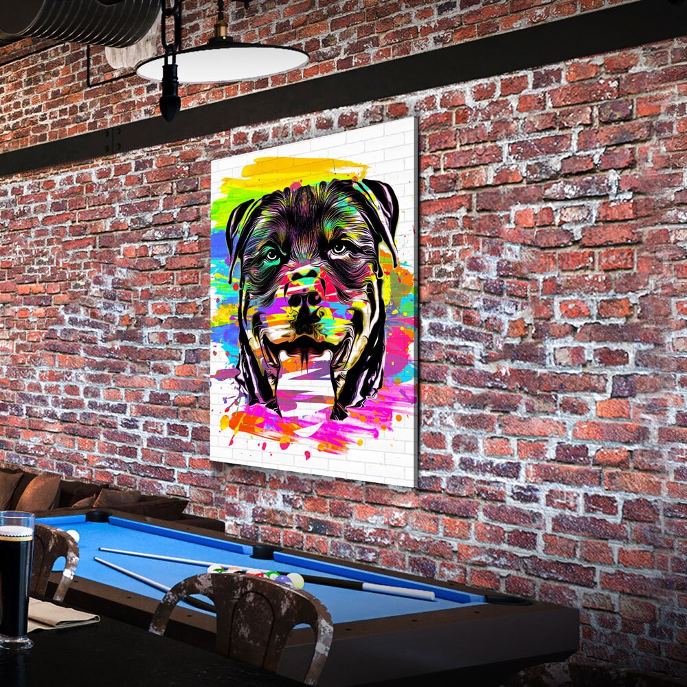 Abstract Rottweiler Canvas Wall Art, Dog Portrait Decor