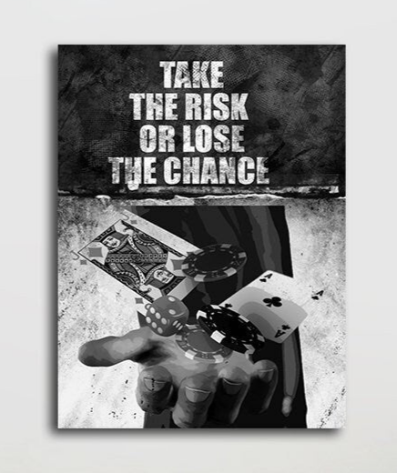 Take The Risk Or Lose The Chance motivational quote canvas wall art
