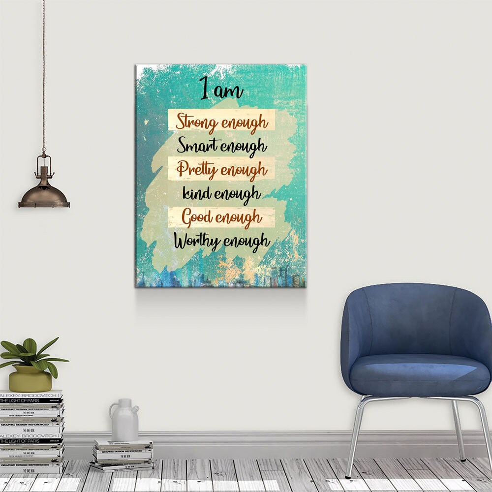 I Am Strong Enough Canvas Wall Art, Affirmation Decor