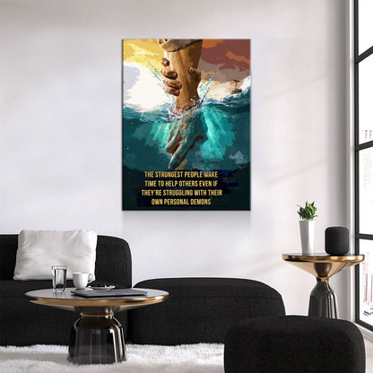 Strongest People Help Others Canvas Wall Art, Inspirational Decor