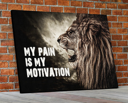 My Pain Is My Motivation lion gym canvas wall art