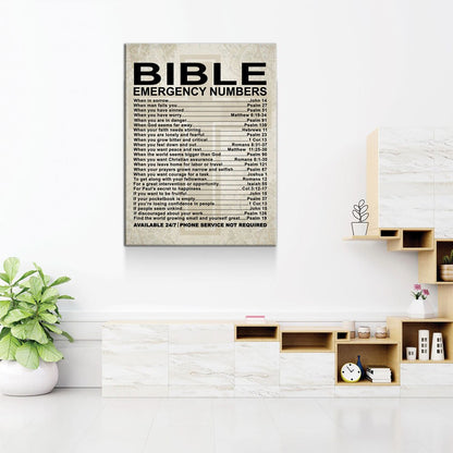Bible Emergency Numbers Canvas Wall Art