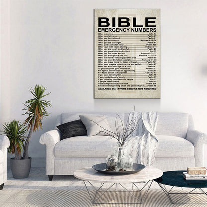 Bible Emergency Numbers Canvas Wall Art