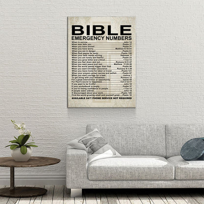 Bible Emergency Numbers Canvas Wall Art