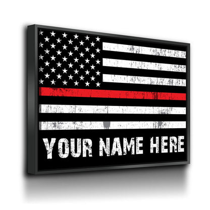 Personalized Thin Red Line Flag Canvas Art