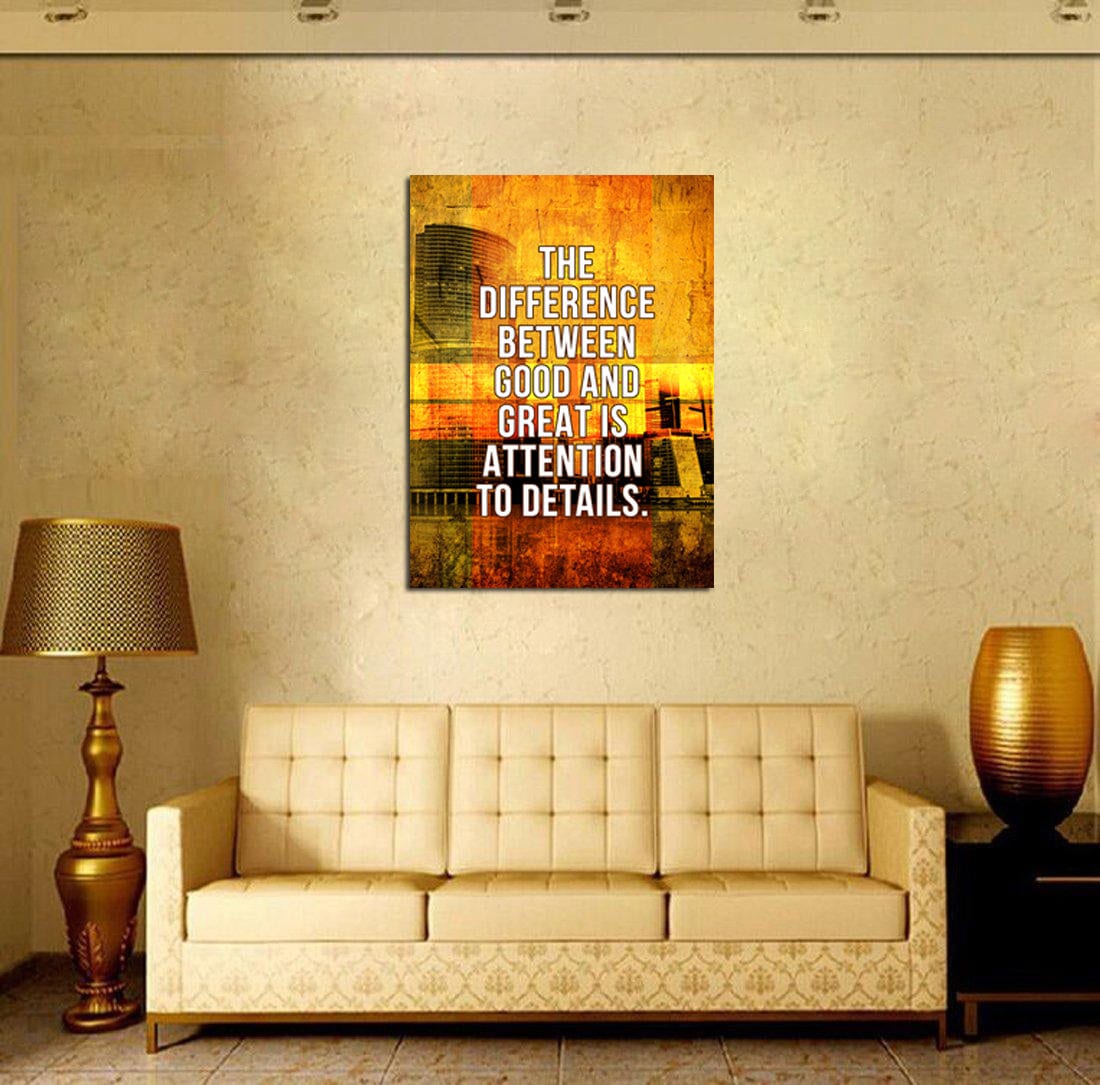 Attention To Detail Quote Canvas Wall Art, Motivational Office Decor