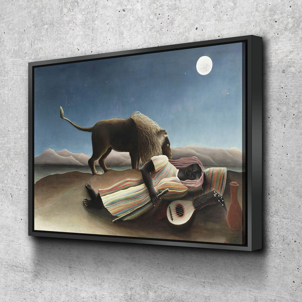 The Sleeping Gypsy by Henri Rousseau canvas in a living room