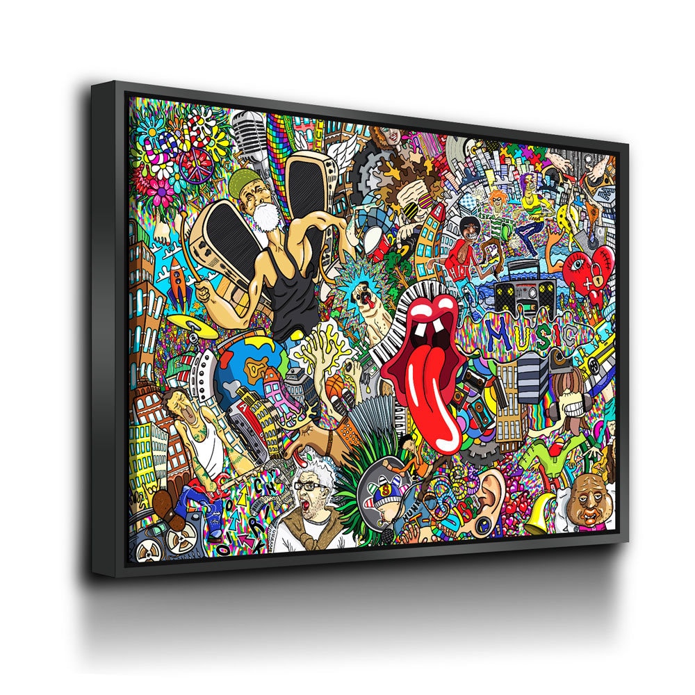 Graffiti Music Collage Canvas Wall Art, Urban Hip Hop Decor
