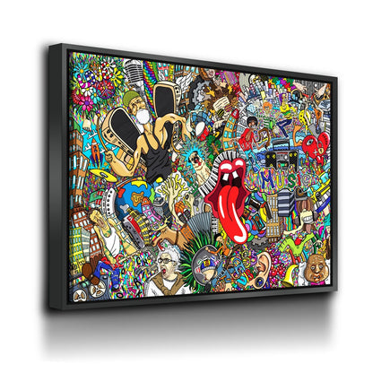 Graffiti Music Collage Canvas Wall Art, Urban Hip Hop Decor
