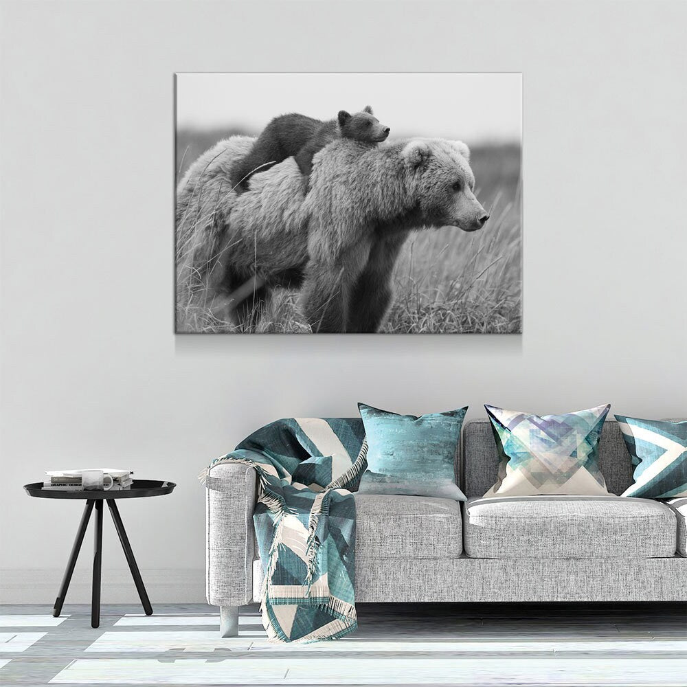 Bear & Cub Grizzly Canvas Wall Art