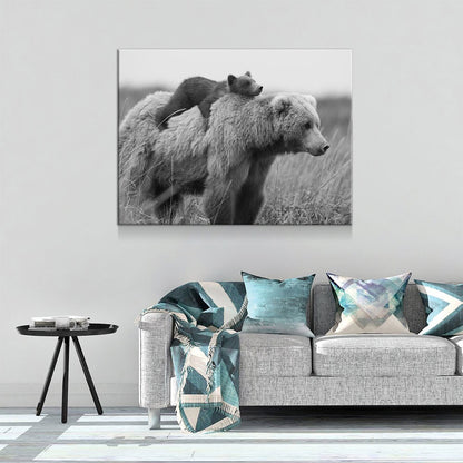 Bear & Cub Grizzly Canvas Wall Art