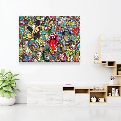 Graffiti Music Collage Canvas Wall Art, Urban Hip Hop Decor