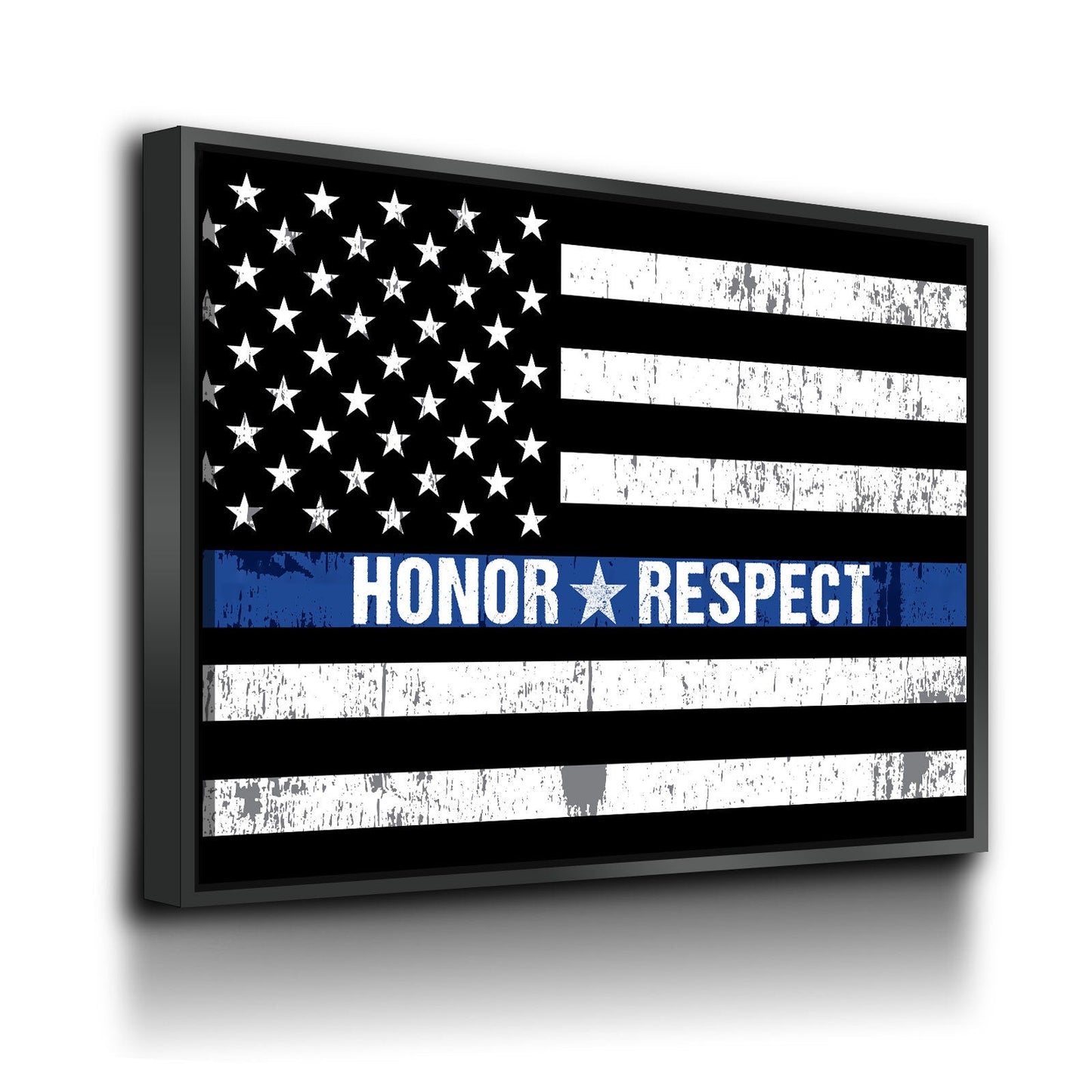 Honor Respect Thin Blue Line Canvas Wall Art, Police Decor