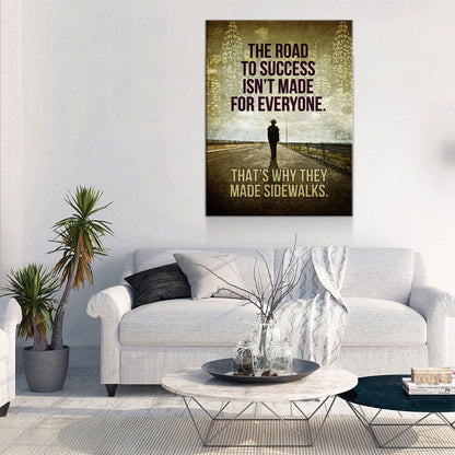 The Road To Success motivational typography canvas wall art