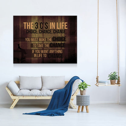 The 3 C's In Life Canvas Wall Art, Choice Chance Change Decor