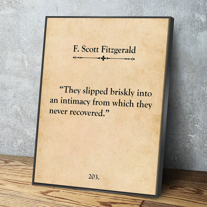 They slipped briskly into an intimacy canvas wall art, Fitzgerald love quote