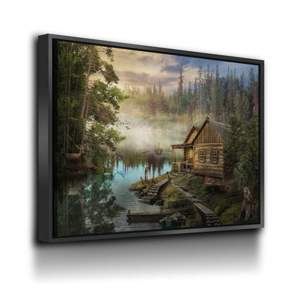 Cabin On The Lake Canvas Wall Art