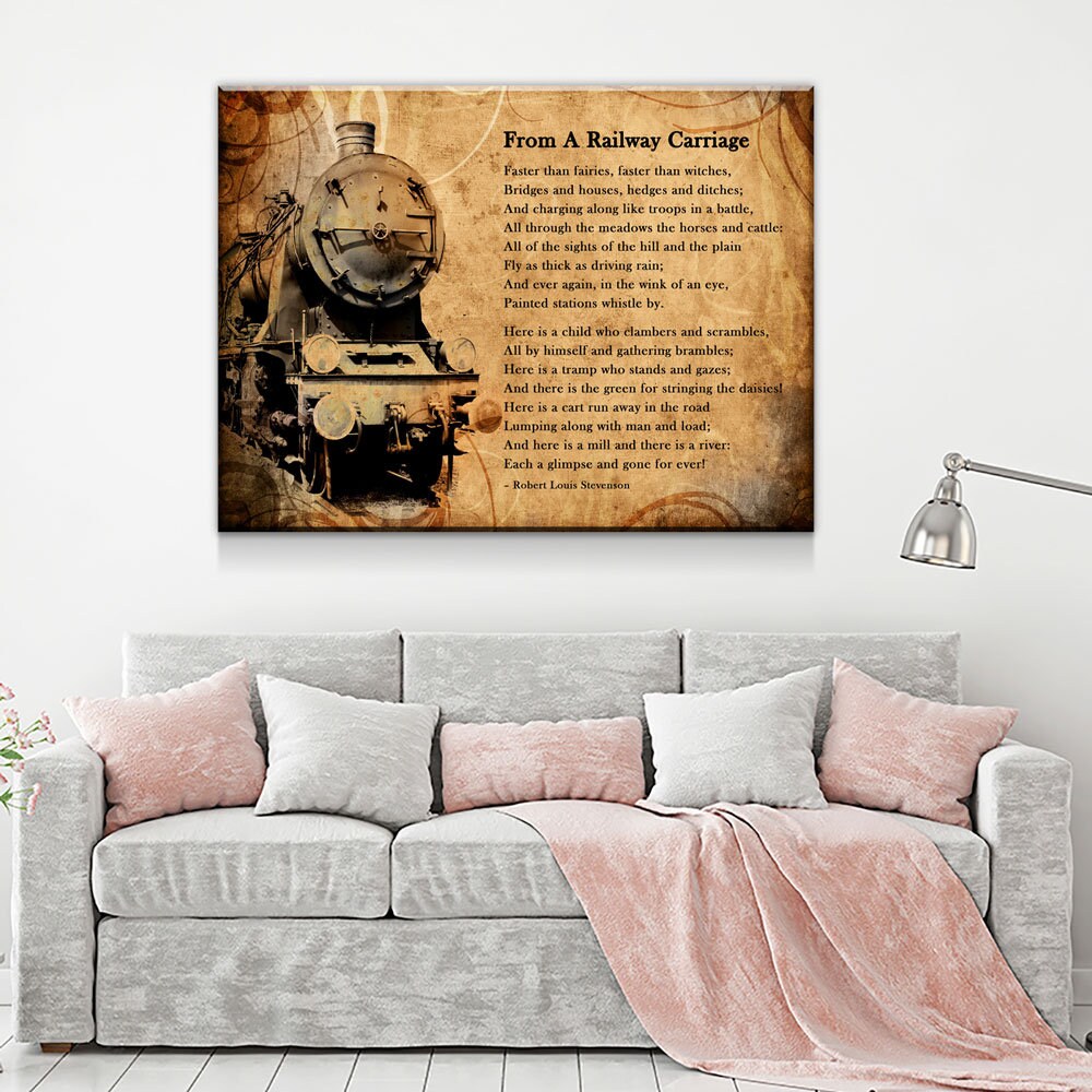 From A Railway Carriage Canvas Wall Art, Train Poem