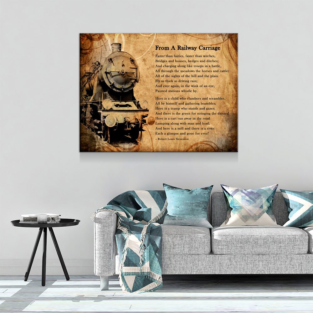 From A Railway Carriage Canvas Wall Art, Train Poem