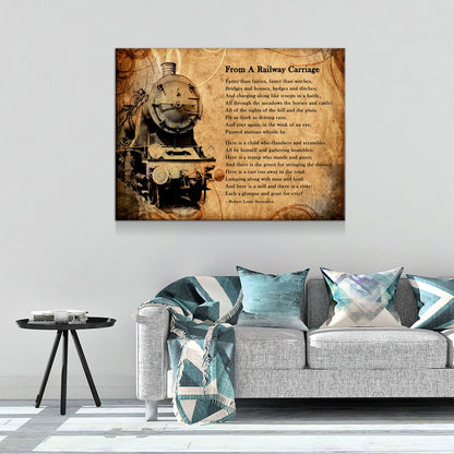 From A Railway Carriage Canvas Wall Art, Train Poem