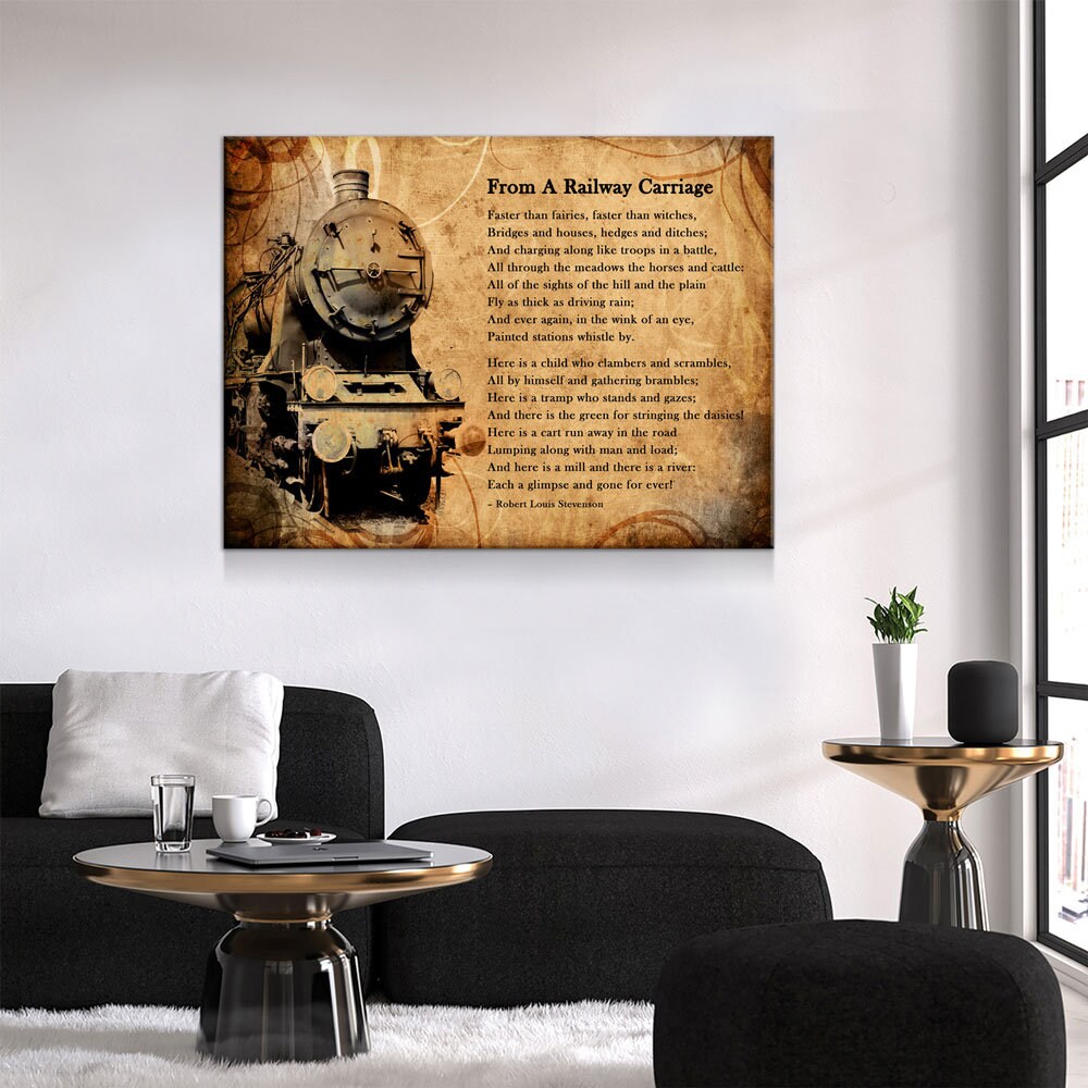 From A Railway Carriage Canvas Wall Art, Train Poem