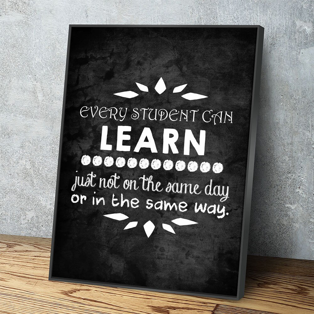 Every Student Can Learn classroom canvas wall art quote for teacher gift or school decor