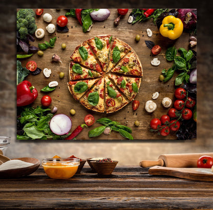Fresh Italian pizza canvas wall art for pizzeria kitchen decor