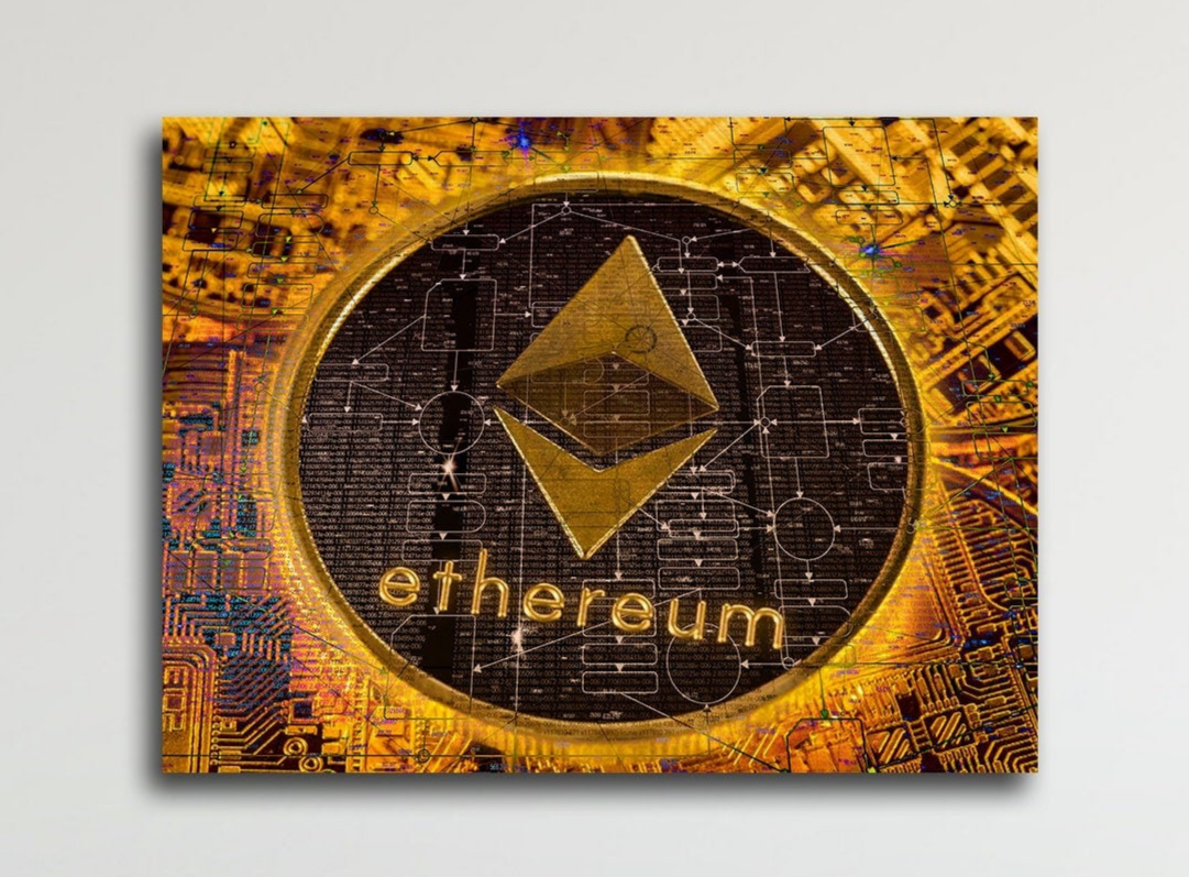 Ethereum canvas wall art, modern crypto office decor print