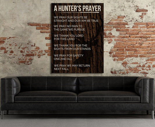 A hunter's prayer canvas print for cabin or lodge wall decor
