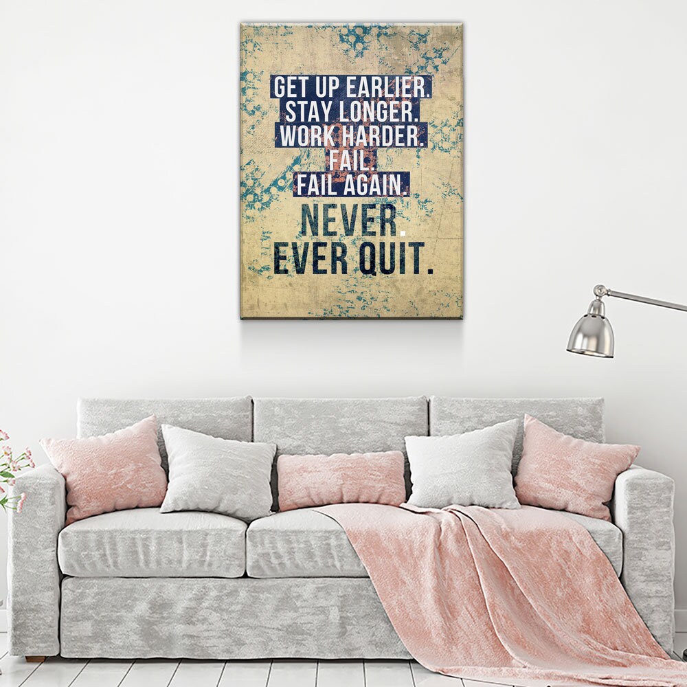 Never Ever Quit Motivational Canvas Wall Art
