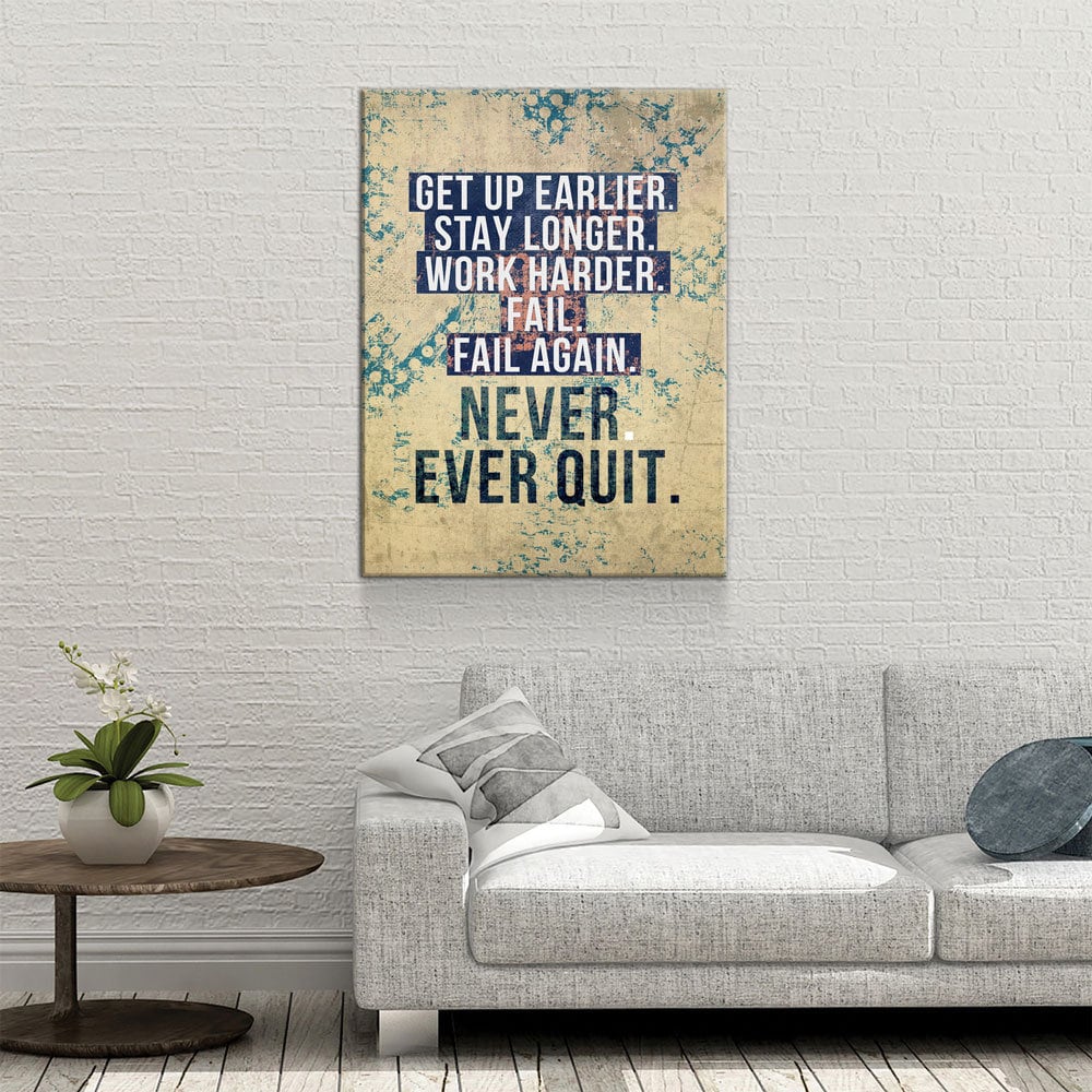 Never Ever Quit Motivational Canvas Wall Art