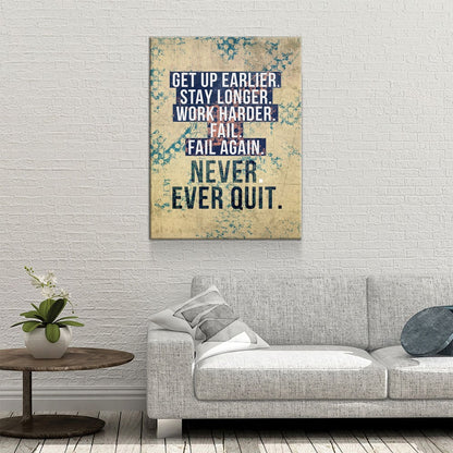 Never Ever Quit Motivational Canvas Wall Art