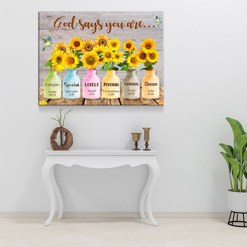 God Says You Are sunflower canvas wall art