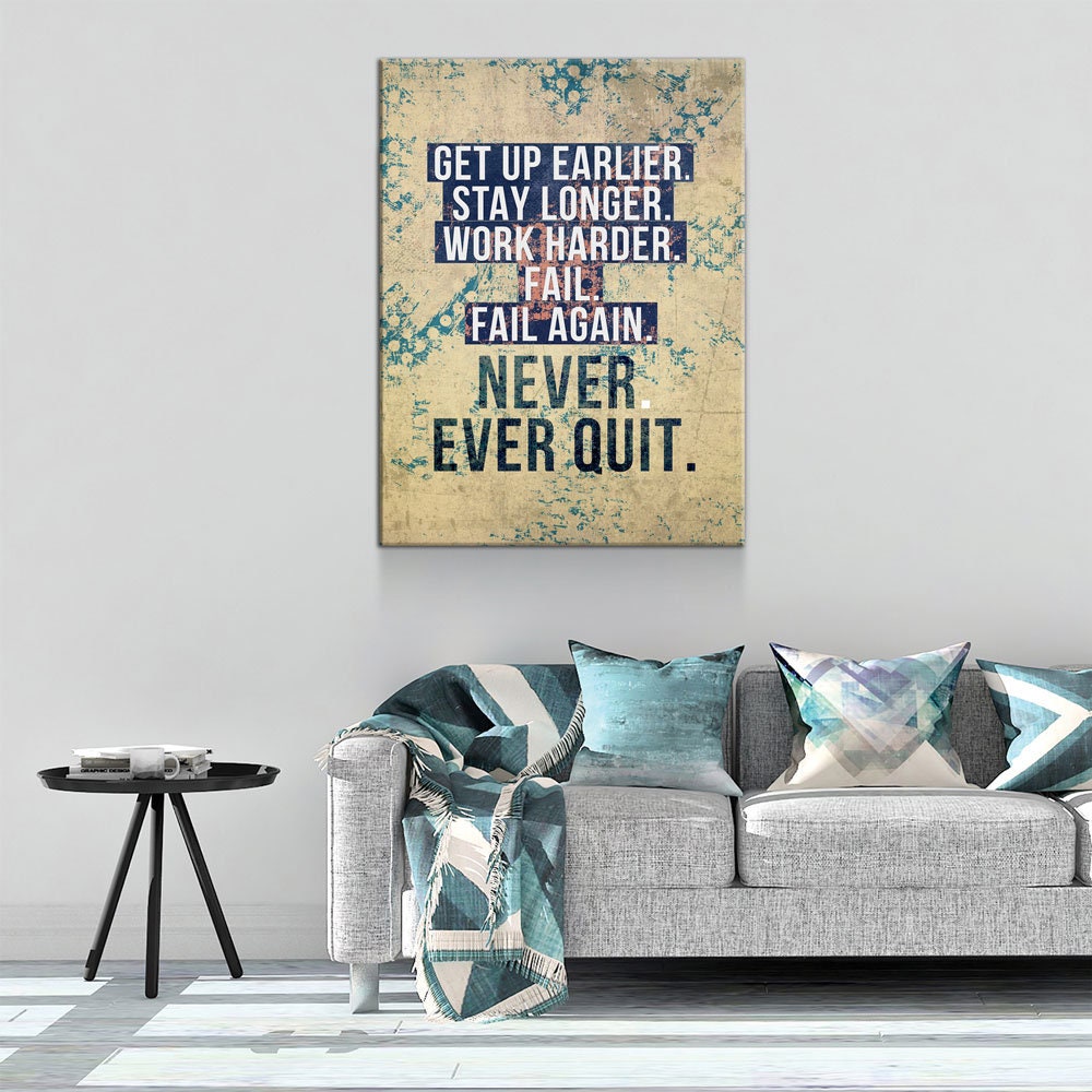 Never Ever Quit Motivational Canvas Wall Art