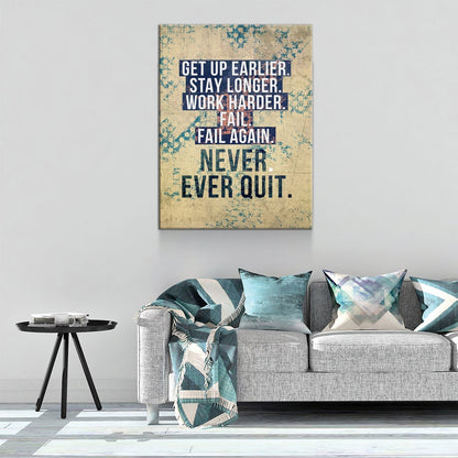 Never Ever Quit Motivational Canvas Wall Art