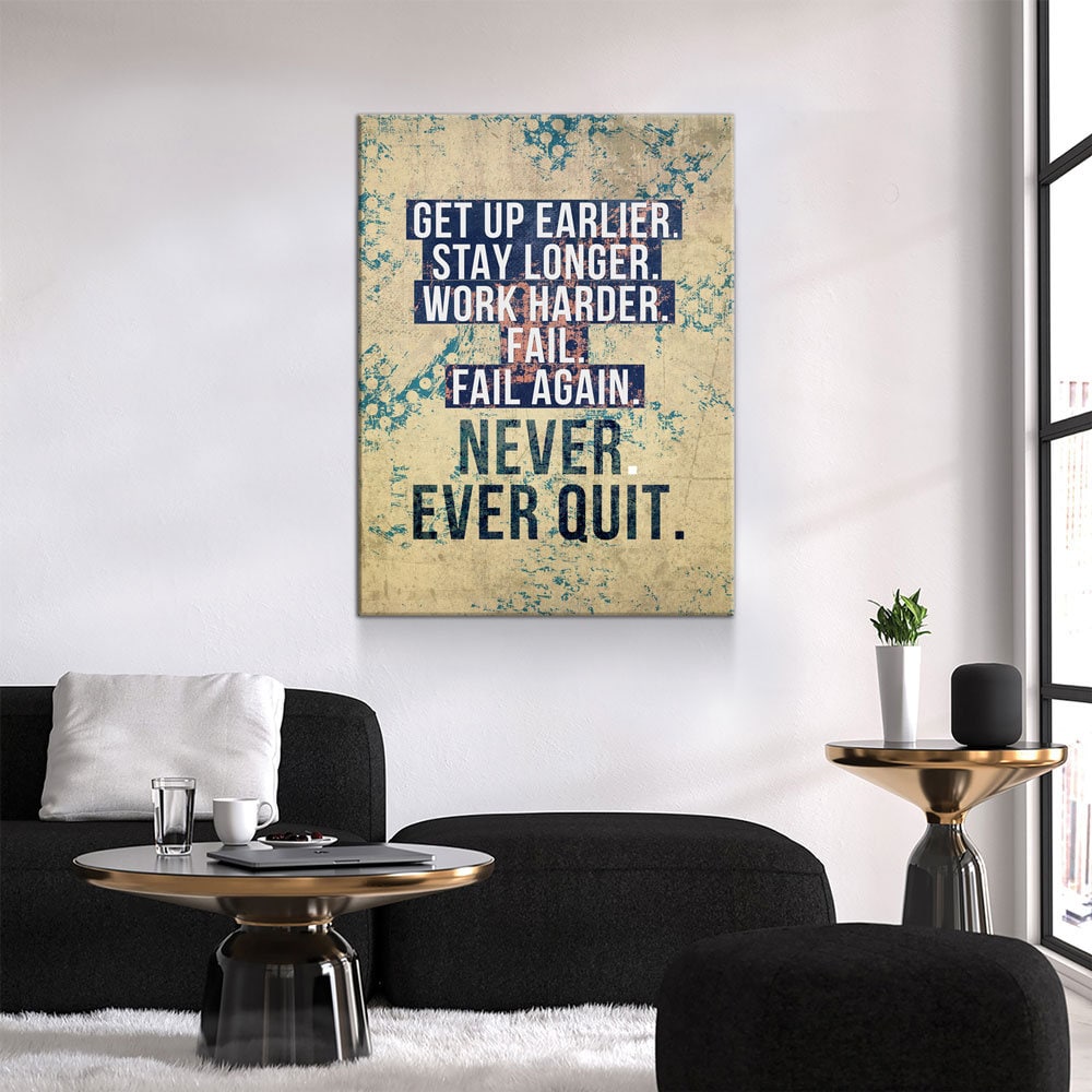 Never Ever Quit Motivational Canvas Wall Art