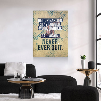Never Ever Quit Motivational Canvas Wall Art