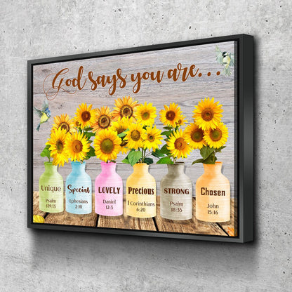 God Says You Are Sunflower Canvas Wall Art