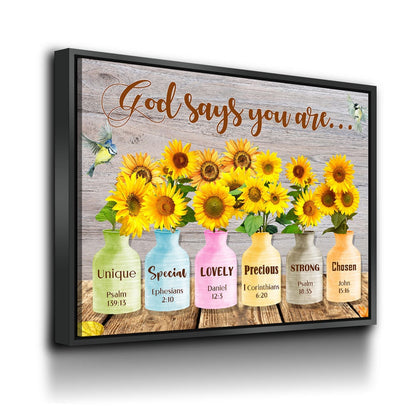God Says You Are Sunflower Canvas Wall Art