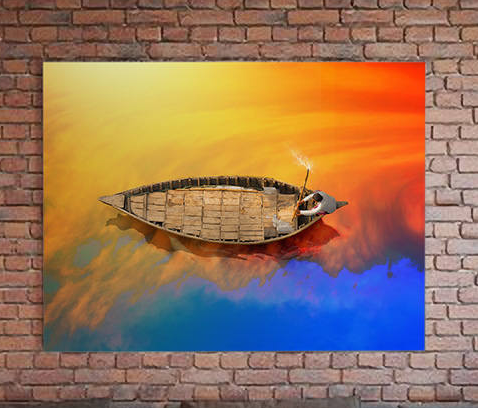 Boat on the water nautical canvas wall art