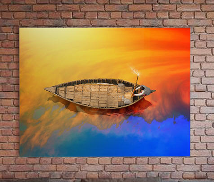 Boat on the water nautical canvas wall art
