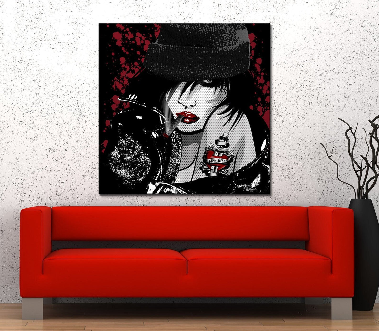 Toxic Girl pop art canvas wall art in bold retro colors