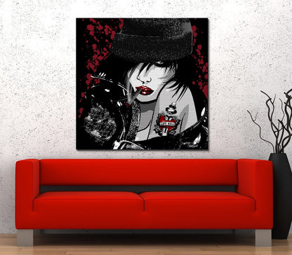Toxic Girl pop art canvas wall art in bold retro colors