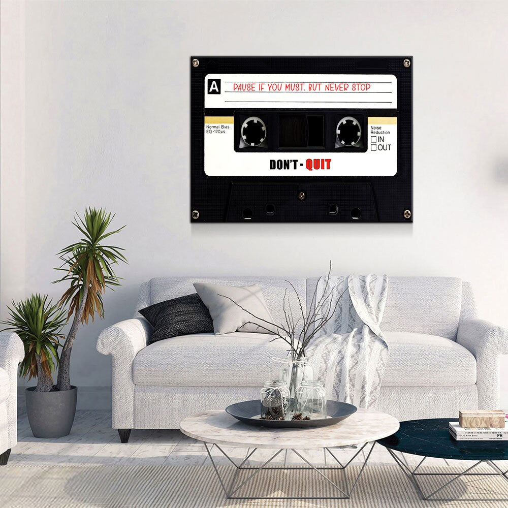 Pause If You Must, Never Stop Canvas Wall Art, Retro Cassette