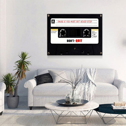Pause If You Must, Never Stop Canvas Wall Art, Retro Cassette