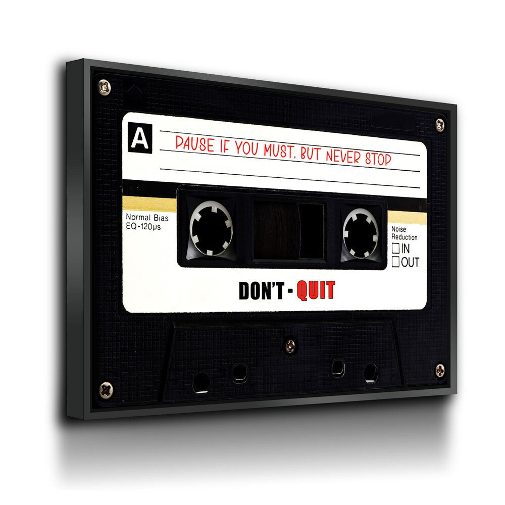 Pause If You Must, Never Stop Canvas Wall Art, Retro Cassette