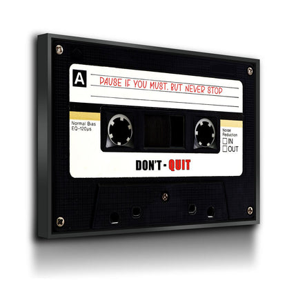 Pause If You Must, Never Stop Canvas Wall Art, Retro Cassette
