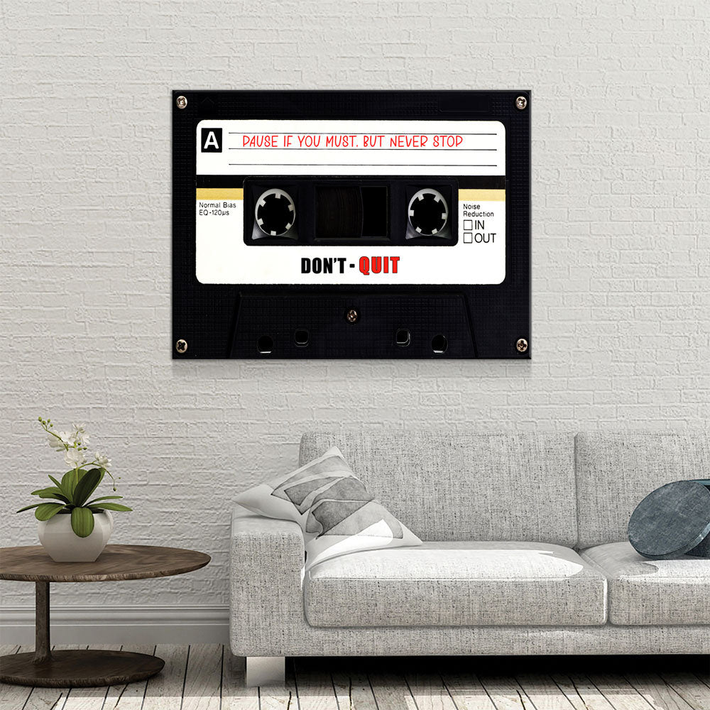 Pause If You Must, Never Stop Canvas Wall Art, Retro Cassette