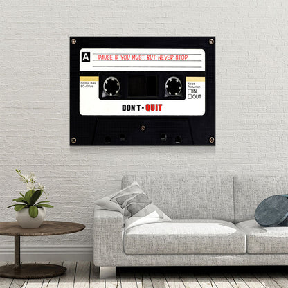 Pause If You Must, Never Stop Canvas Wall Art, Retro Cassette